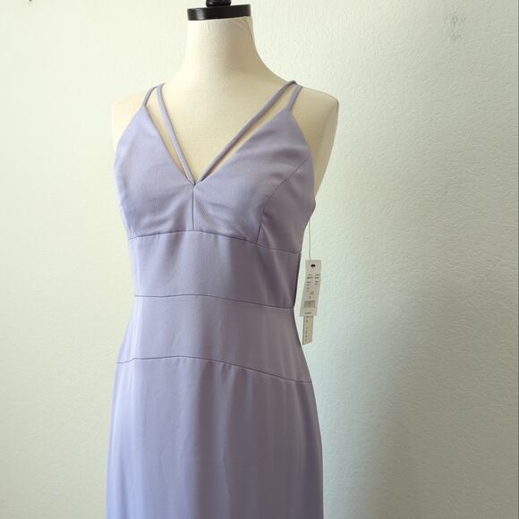 Nicole Miller Dress 4 Purple Lavender Strap Cage V-Neck Formal Maxi Floor Length - Picture 7 of 14
